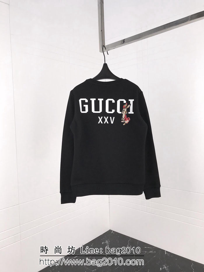 Gucci古奇 18ss秋冬新款衛衣 背後印花 兔子裝飾圖案 定制純棉加絨面料 高版本男女同款 ydi2051